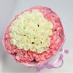send white and pink 99 Rose Bouquet Singapore