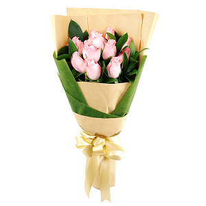 pink roses cheap Hand Bouquet Singapore