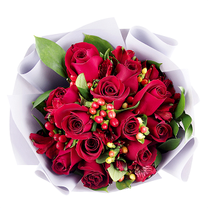 12 red roses Hand Bouquet Singapore