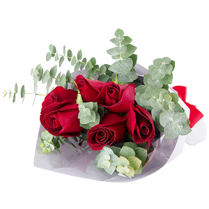 6 simple red roses Hand Bouquet Singapore